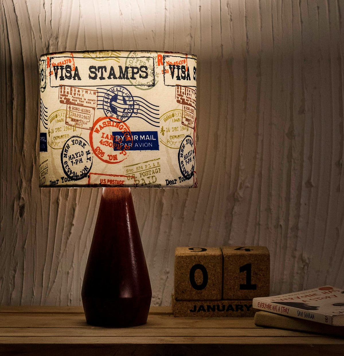 THE TRAVELLER , WOODEN BASE TABLE LAMP -SKD001T