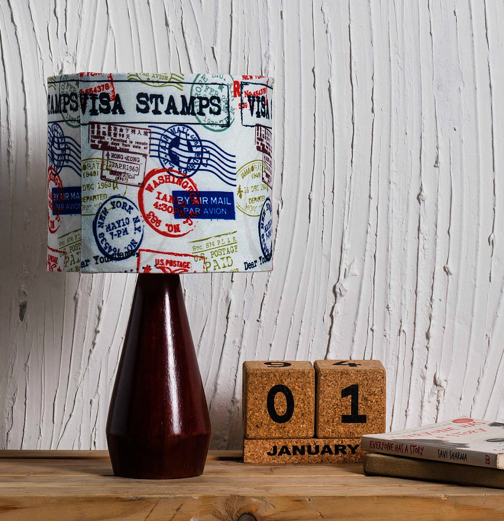 THE TRAVELLER , WOODEN BASE TABLE LAMP -SKD001T